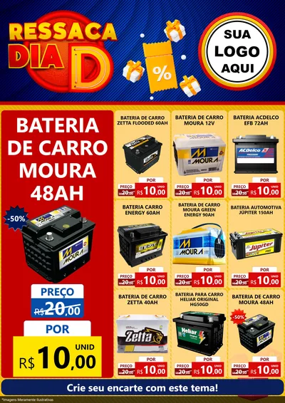 Modelo de Encarte para Encarte A4 Vertical com o tema Ressaca Dia D para Baterias Elétricas