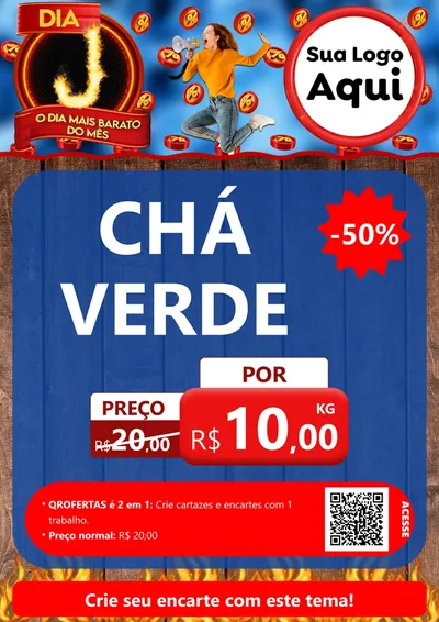 Modelo de Cartaz para Cartaz A4 Vertical com o tema Dia J - O Dia Mais Barato Do Mês para Produtos Naturais