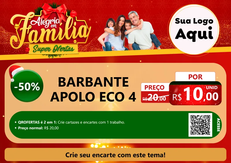 Modelo de Cartaz para Cartaz A4 Horizontal com o tema Alegria em Família Super Ofertas - Natal para Armarinho e Aviamentos