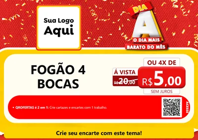 Modelo de Cartaz para Cartaz A4 Horizontal com o tema Dia A o Dia Mais Barato do Mês para Móveis e Eletro