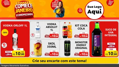 Modelo de TV para TV Horizontal com o tema Comece Janeiro Economizando para Distribuidora de bebidas