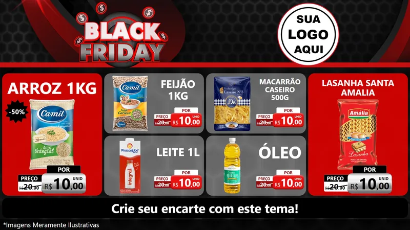 Modelo de TV para TV Horizontal com o tema Black Friday para Supermercado