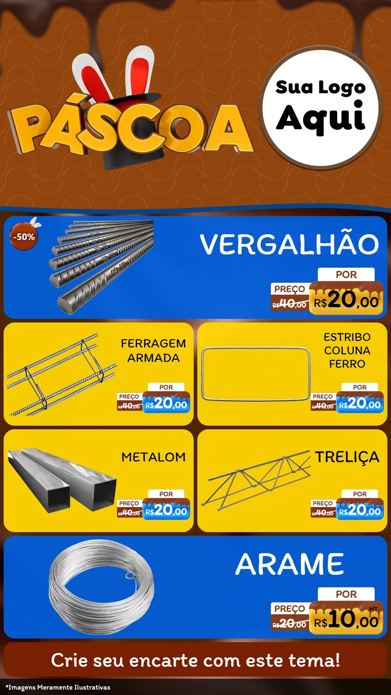 Modelo de TV para TV Vertical com o tema Páscoa para Ferragens