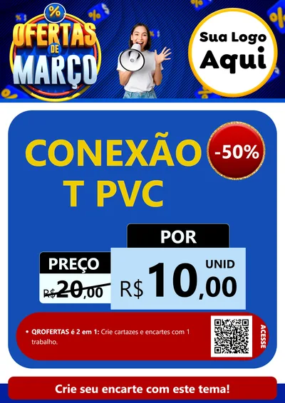 Modelo de Cartaz para Cartaz A4 Vertical com o tema Ofertas de Março para Tubos e conexões