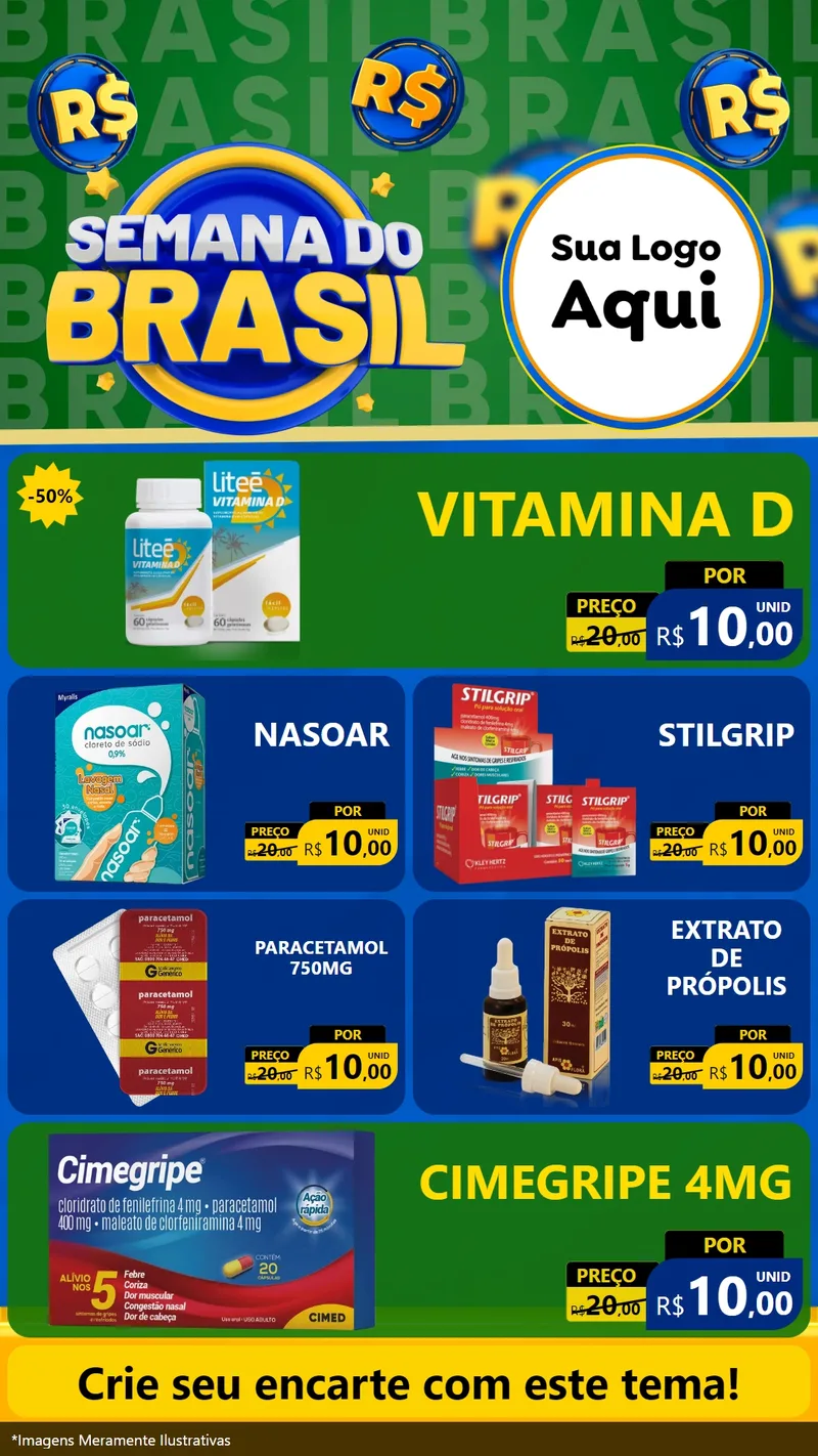 Modelo de TV para TV Vertical com o tema Semana Do Brasil para Farmácia