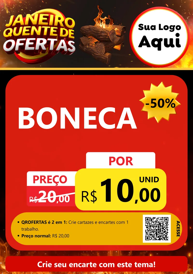 Modelo de Cartaz para Cartaz A4 Vertical com o tema Janeiro Quente de Ofertas para Brinquedos