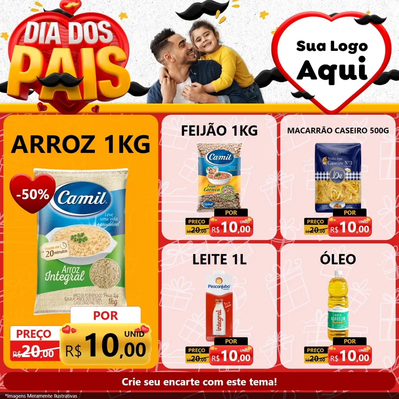 Modelo de Rede Social para Feed Facebook com o tema Dia dos Pais para Supermercado