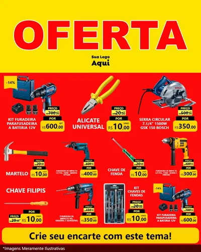Modelo de Rede Social para Feed Instagram com o tema OFERTA - Vermelho Cartaz para Maquinas e Ferramentas