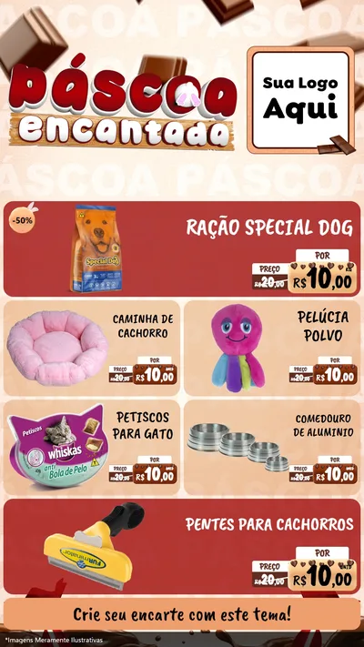 Modelo de TV para TV Vertical com o tema Páscoa Encantada para Pet Shop
