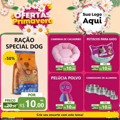 Modelo de Rede Social para Feed Facebook com o tema Ofertas de Primavera para Pet Shop