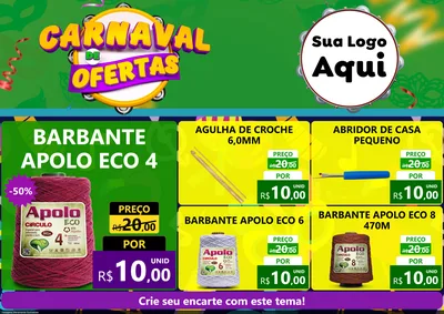Modelo de Encarte para Encarte A4 Horizontal com o tema Carnaval de Ofertas para Armarinho e Aviamentos