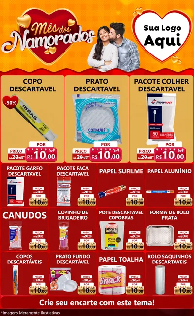 Modelo de Encarte para Encarte Grande com o tema Mês dos Namorados para Embalagens
