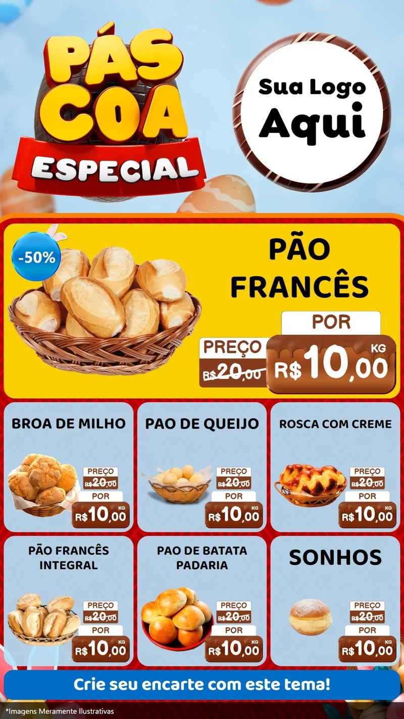 Modelo de Rede Social para Stories com o tema Páscoa Especial para Padaria
