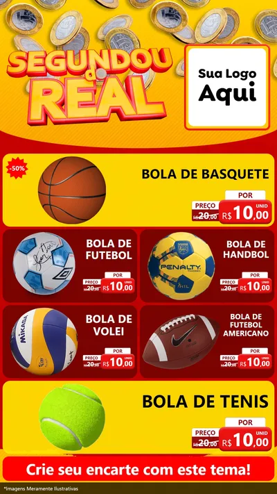 Modelo de TV para TV Vertical com o tema Segundou do Real para Artigos Esportivos
