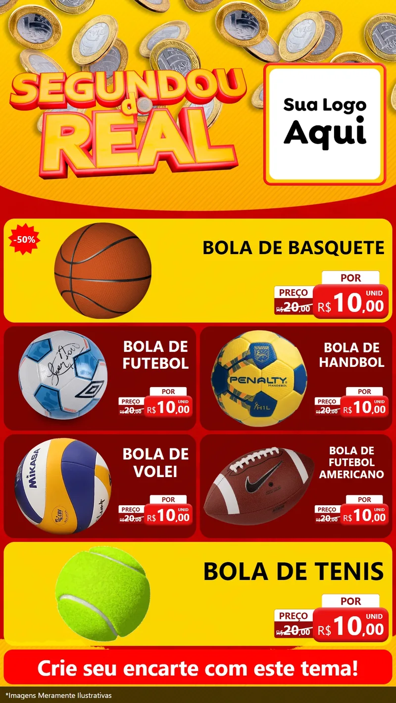 Modelo de TV para TV Vertical com o tema Segundou do Real para Artigos Esportivos