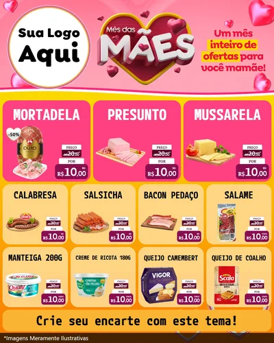 Modelo de Rede Social para Feed Instagram com o tema Mês das Mães para Frios e Laticínios