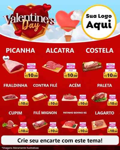 Modelo de Rede Social para Feed Instagram com o tema Valentine's Day para Açougue