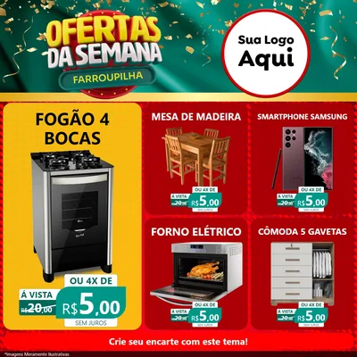 Modelo de Rede Social para Feed Facebook com o tema Ofertas da Semana Farroupilha para Móveis e Eletro