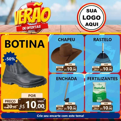 Modelo de Rede Social para Feed Facebook com o tema Verão de Ofertas para Agropecuária