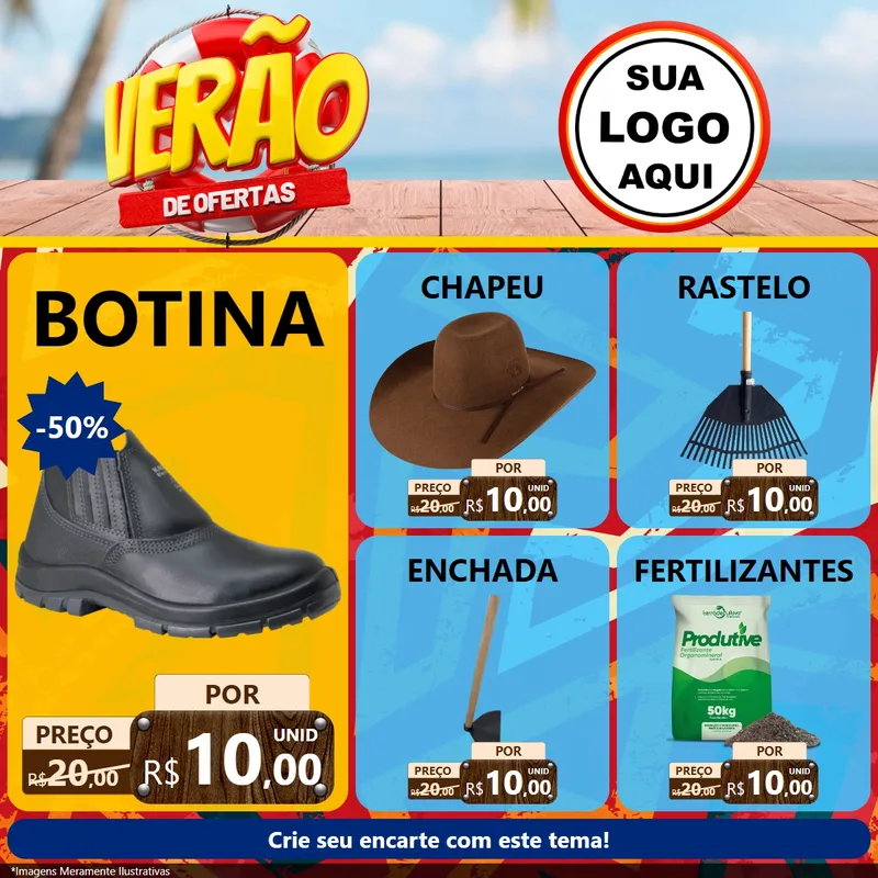 Modelo de Rede Social para Feed Facebook com o tema Verão de Ofertas para Agropecuária