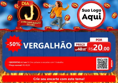 Modelo de Cartaz para Cartaz A4 Horizontal com o tema Dia J - O Dia Mais Barato Do Mês para Ferragens