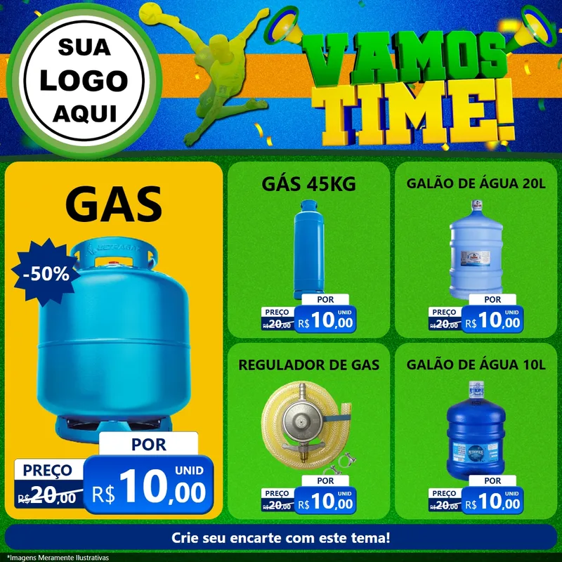 Modelo de Rede Social para Feed Facebook com o tema Vamos Time! para Água e gás
