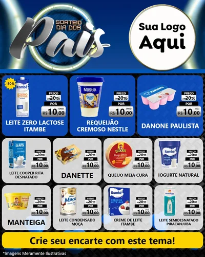 Modelo de Rede Social para Feed Instagram com o tema Sorteio Dia Dos Pais para Frios e Laticínios