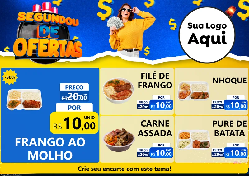 Modelo de Encarte para Encarte A4 Horizontal com o tema Segundou de Ofertas para Restaurante