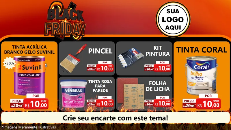 Modelo de TV para TV Horizontal com o tema Black Friday para Tintas e Ferramentas