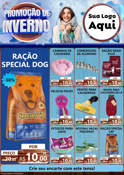 Modelo de Encarte para Encarte A4 Vertical com o tema Promoção de Inverno para Pet Shop
