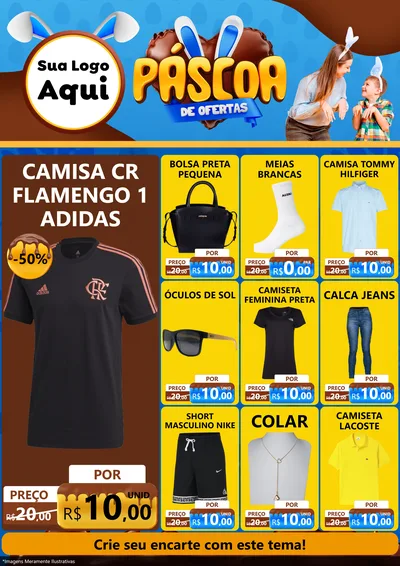 Modelo de Encarte para Encarte A4 Vertical com o tema Páscoa de Ofertas para Roupas e acessórios