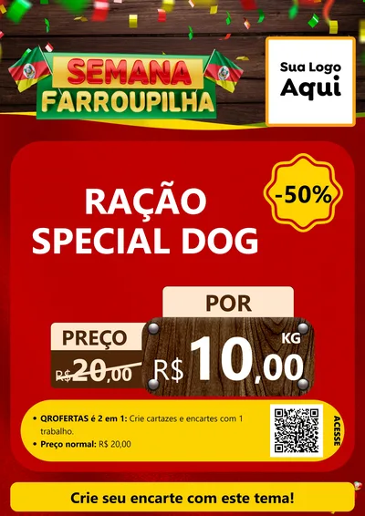 Modelo de Cartaz para Cartaz A4 Vertical com o tema Semana Farroupilha para Pet Shop