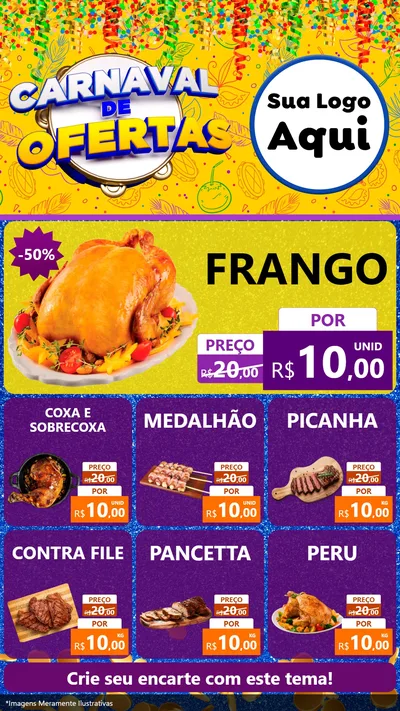 Modelo de Rede Social para Stories com o tema Carnaval de Ofertas para Assados