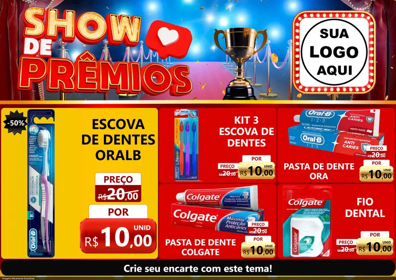 Modelo de Encarte para Encarte A4 Horizontal com o tema Show de Prêmios para Higiene Pessoal