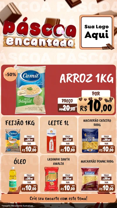 Modelo de Rede Social para Stories com o tema Páscoa Encantada para Supermercado