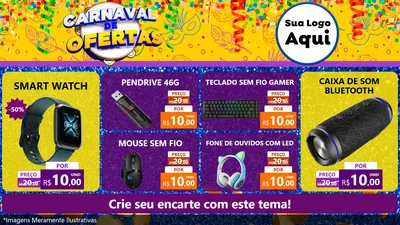 Modelo de TV para TV Horizontal com o tema Carnaval de Ofertas para Informática