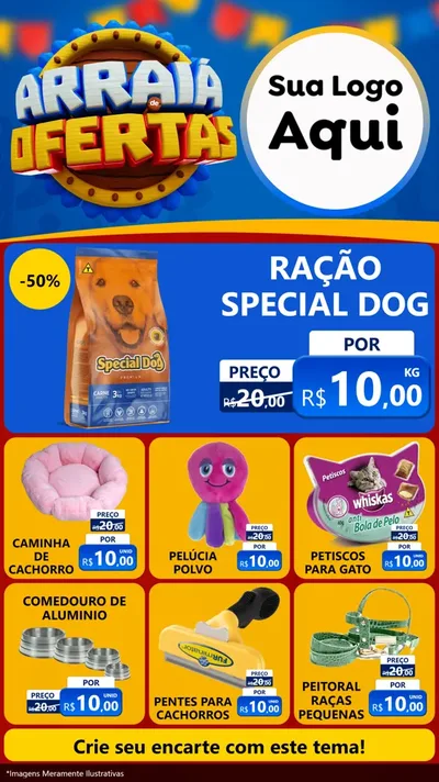 Modelo de Rede Social para Stories com o tema Arraiá de Ofertas - Junina para Pet Shop