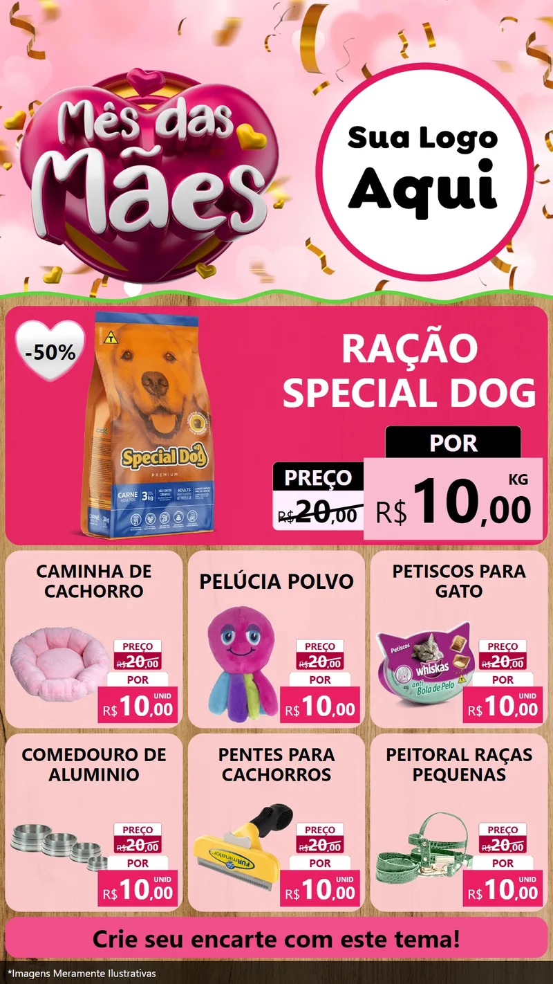 Modelo de Rede Social para Stories com o tema Mês das Mães para Pet Shop