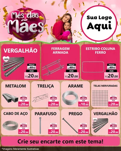 Modelo de Rede Social para Feed Instagram com o tema Mês das Mães para Ferragens