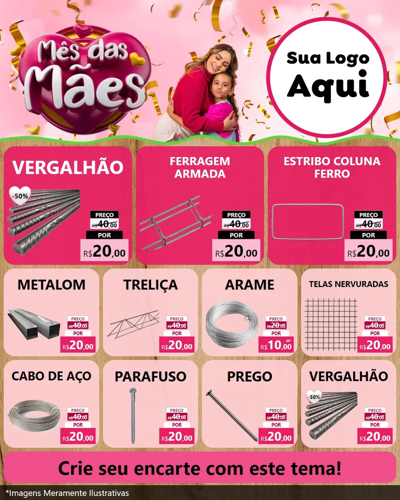Modelo de Rede Social para Feed Instagram com o tema Mês das Mães para Ferragens