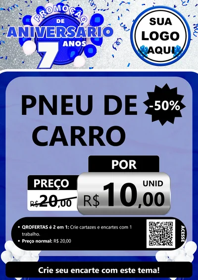 Modelo de Cartaz para Cartaz A4 Vertical com o tema Promoção de Aniversário - 7 Anos para Auto peças