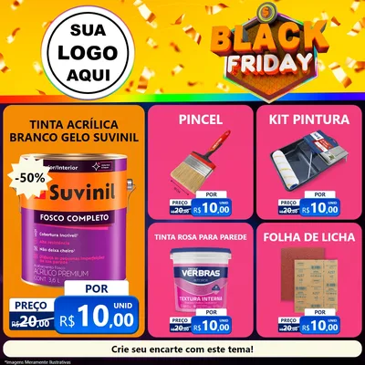 Modelo de Rede Social para Feed Facebook com o tema Black Friday para Tintas e Ferramentas