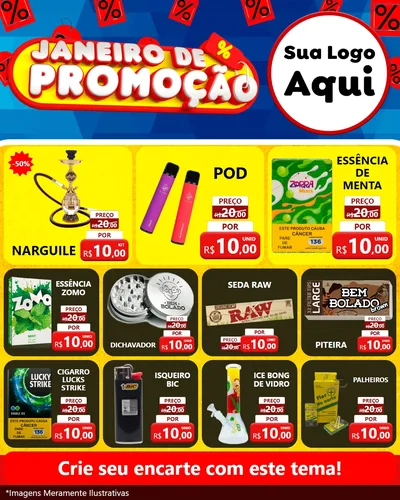 Modelo de Rede Social para Feed Instagram com o tema Janeiro de Promoção para Tabacaria