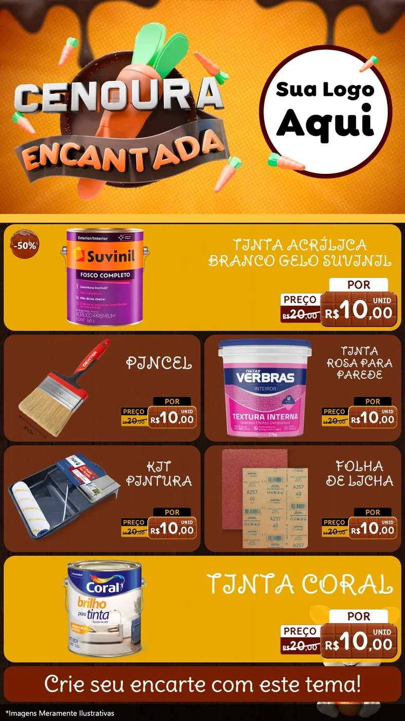 Modelo de TV para TV Vertical com o tema Cenoura Encantada - Páscoa para Tintas e Ferramentas