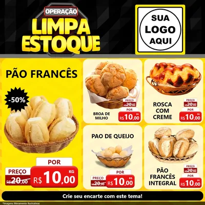 Modelo de Rede Social para Feed Facebook com o tema Operação Limpa Estoque para Padaria