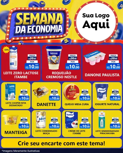 Modelo de Rede Social para Feed Instagram com o tema Semana da Economia para Frios e Laticínios