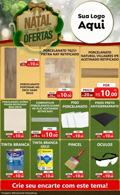 Modelo de Encarte para Encarte Grande com o tema Ofertas de Natal para Pisos e revestimentos