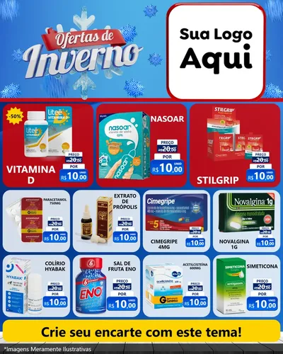 Modelo de Rede Social para Feed Instagram com o tema Ofertas de Inverno para Farmácia