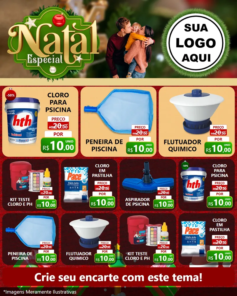 Modelo de Rede Social para Feed Instagram com o tema Natal Especial para Produtos para Piscina