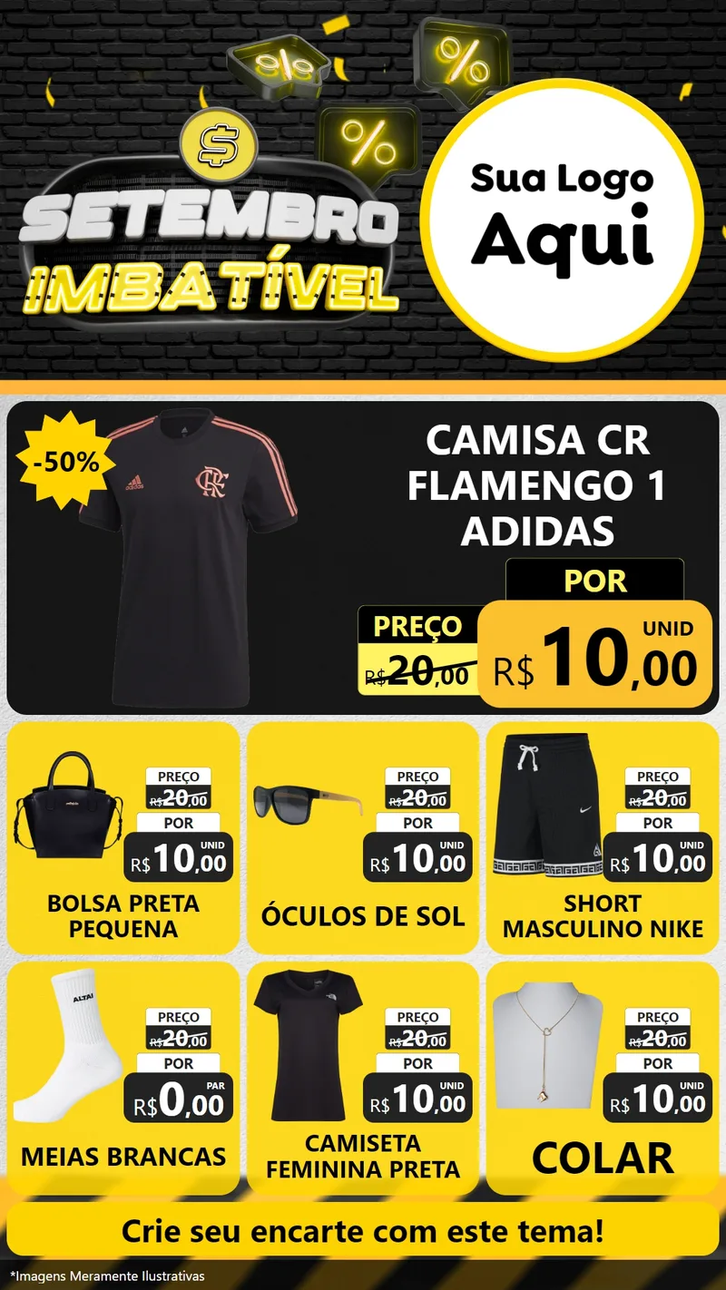 Modelo de Rede Social para Stories com o tema Setembro Imbatível para Roupas e acessórios